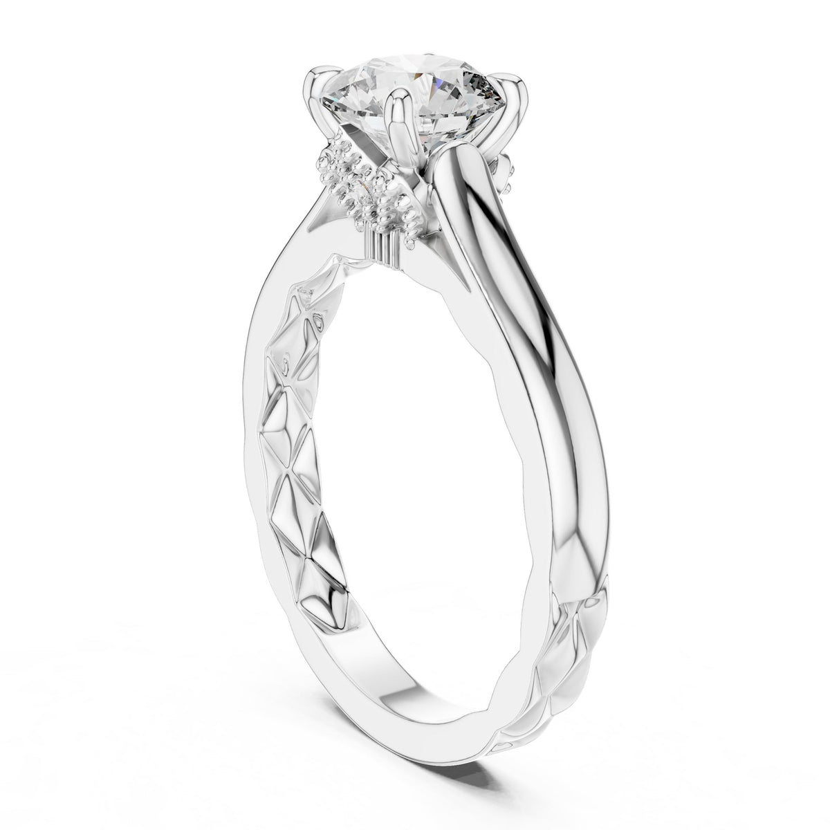 Round Accented Lab Grown Diamond Engagement Ring