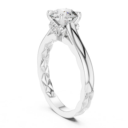 Round Accented Lab Grown Diamond Engagement Ring