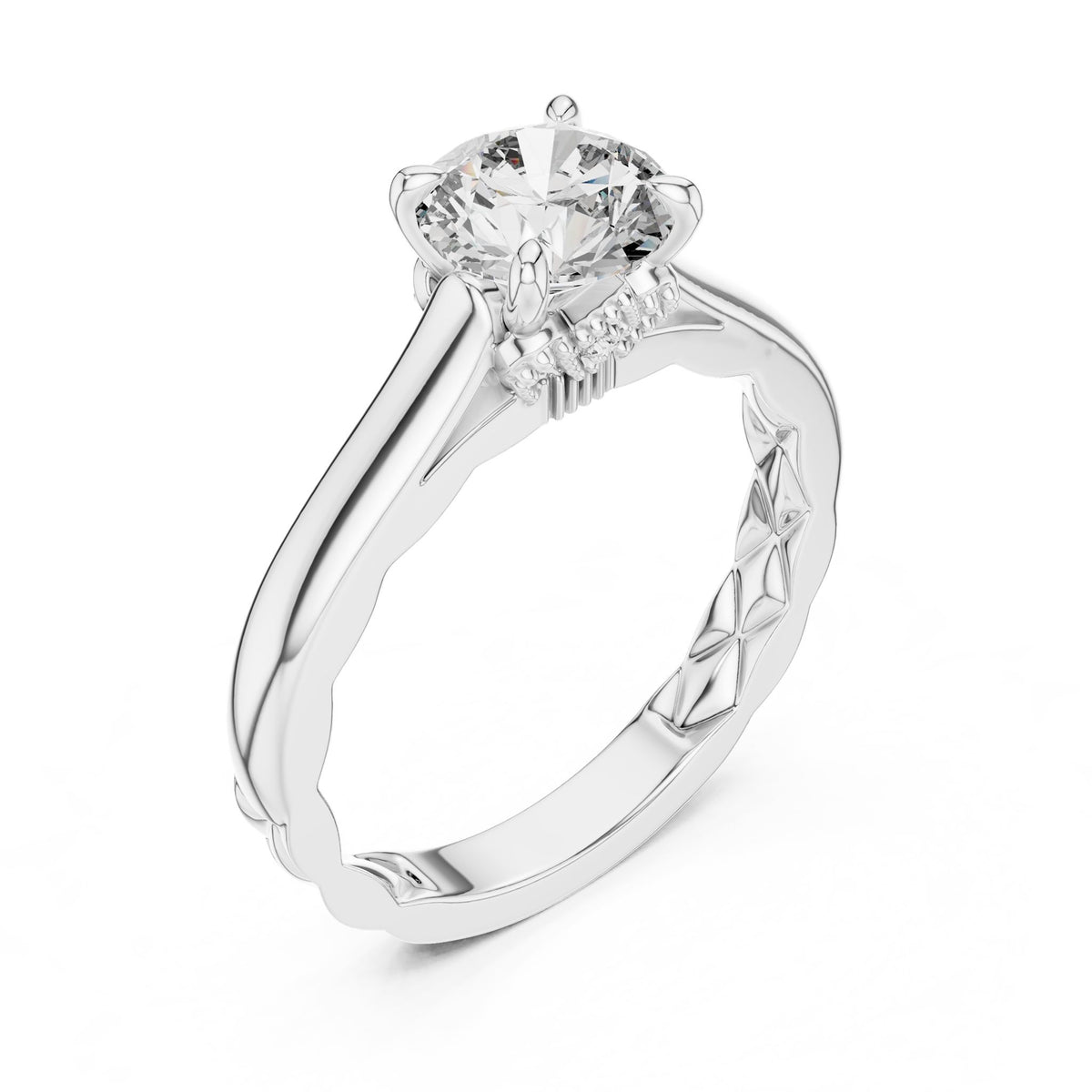 Round Accented Lab Grown Diamond Engagement Ring