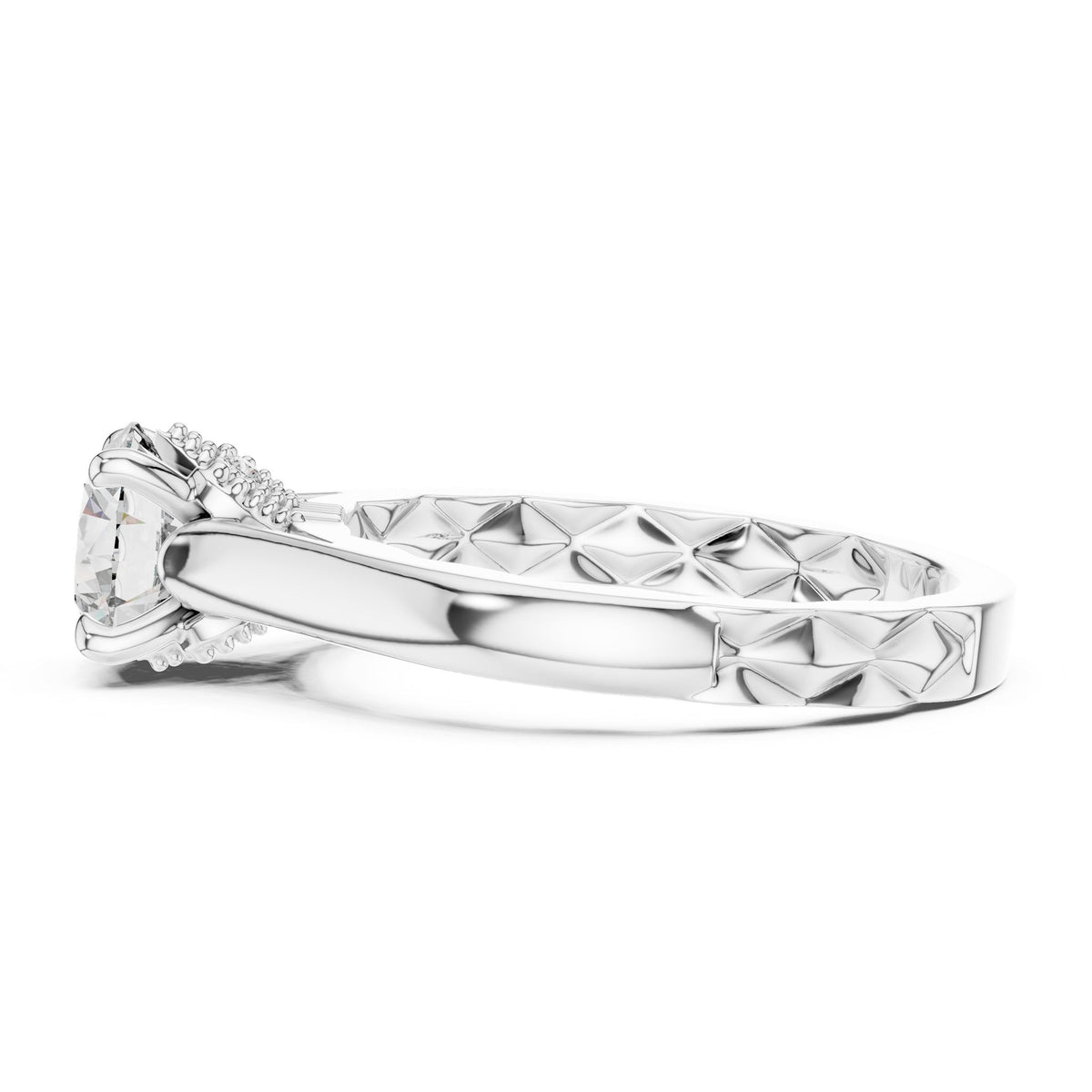 Round Accented Lab Grown Diamond Engagement Ring