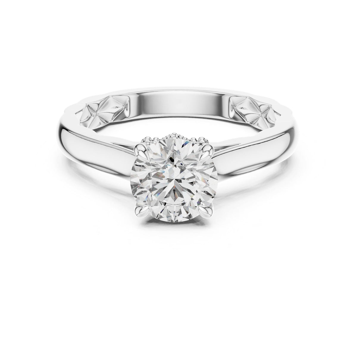 Round Accented Lab Grown Diamond Engagement Ring