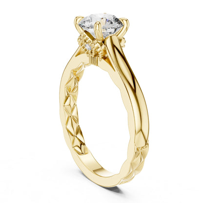Round Accented Lab Grown Diamond Engagement Ring