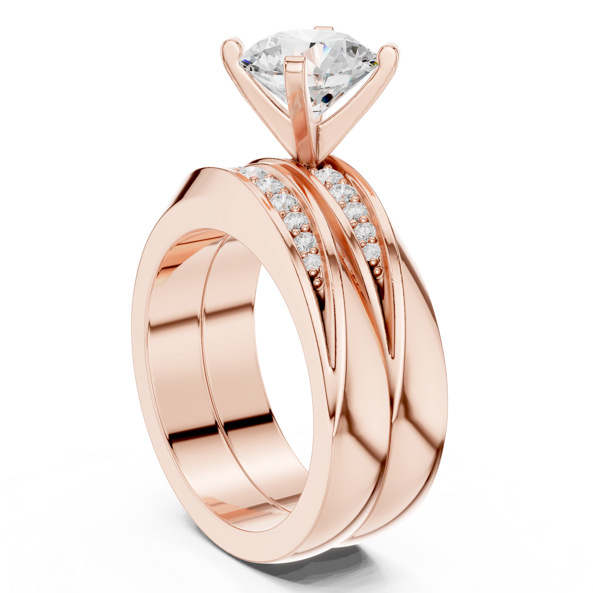Round Accented Lab Grown Diamond Engagement Ring
