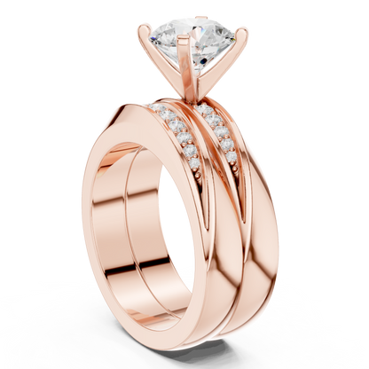 Round Accented Lab Grown Diamond Engagement Ring