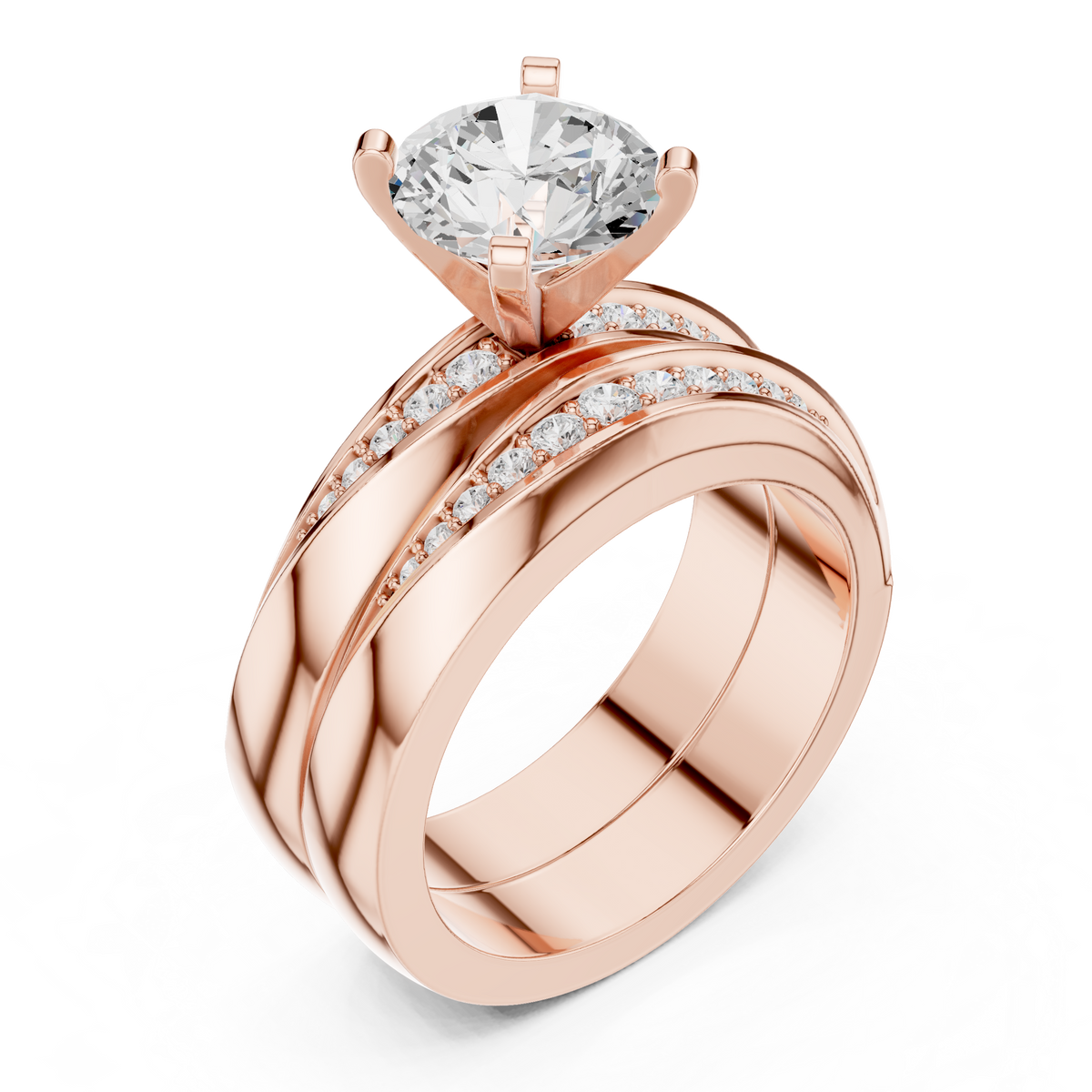 Round Accented Lab Grown Diamond Engagement Ring