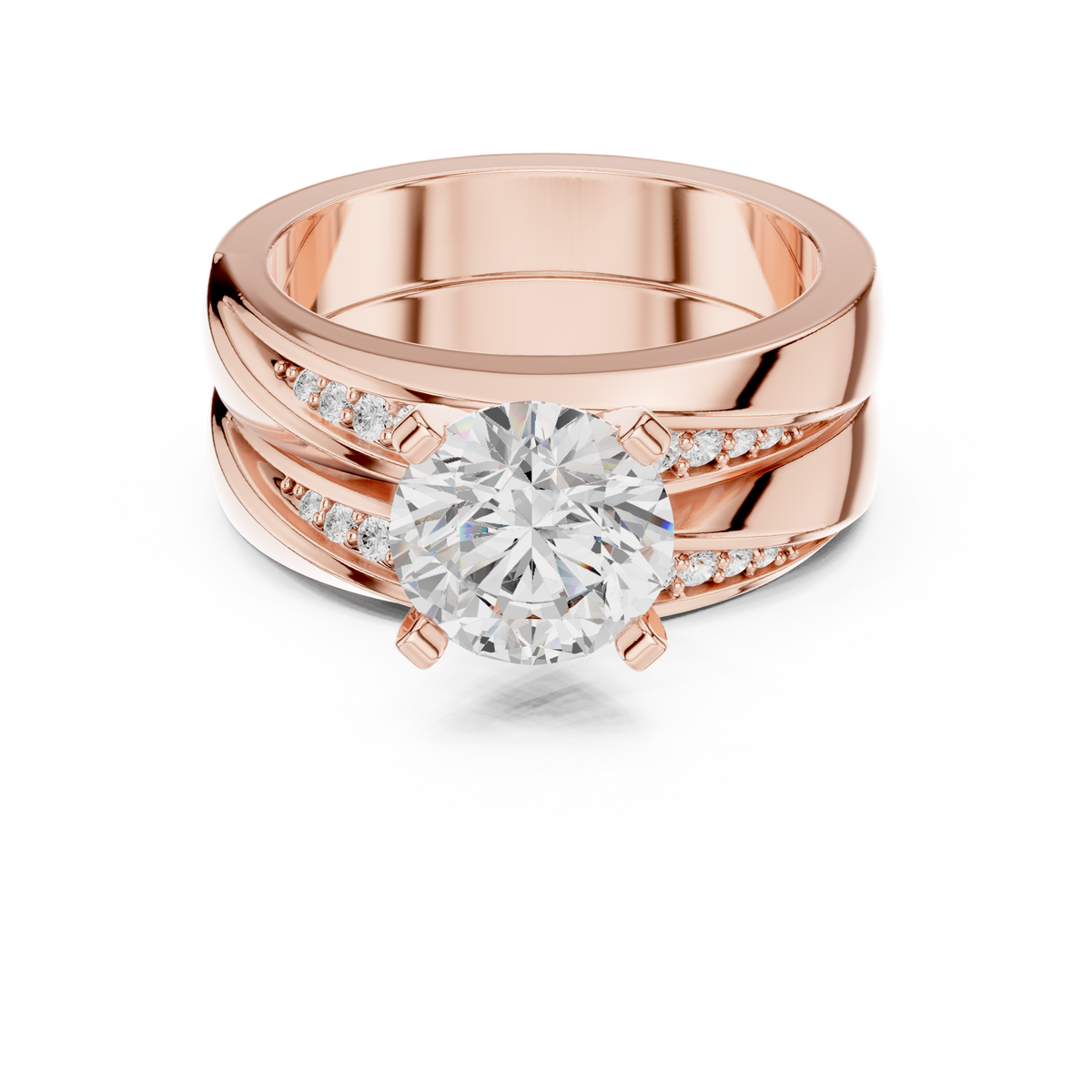 Round Accented Lab Grown Diamond Engagement Ring