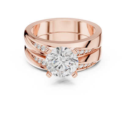 Round Accented Lab Grown Diamond Engagement Ring
