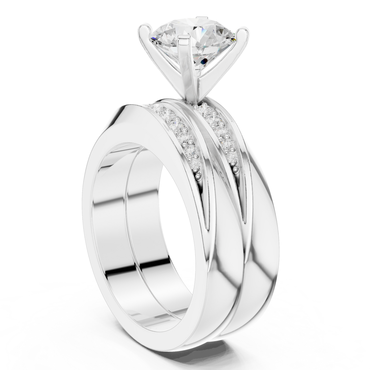 Round Accented Lab Grown Diamond Engagement Ring
