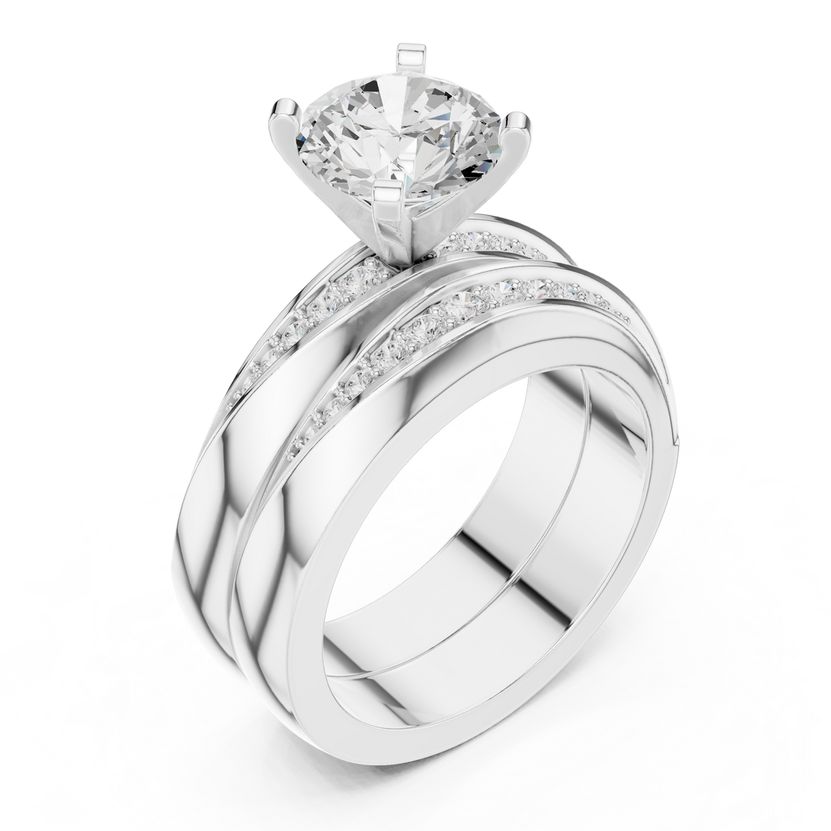 Round Accented Lab Grown Diamond Engagement Ring
