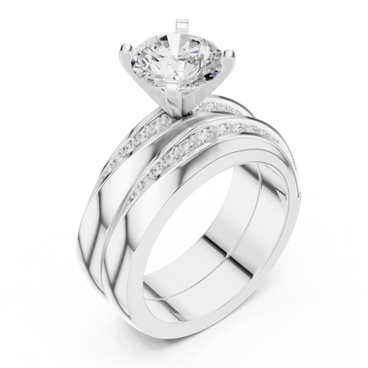 Round Accented Lab Grown Diamond Engagement Ring