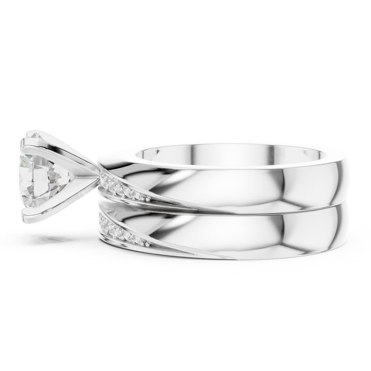 Round Accented Lab Grown Diamond Engagement Ring