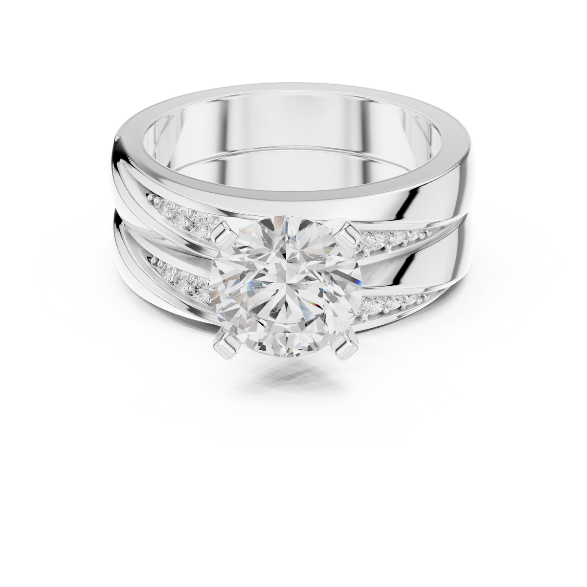 Round Accented Lab Grown Diamond Engagement Ring