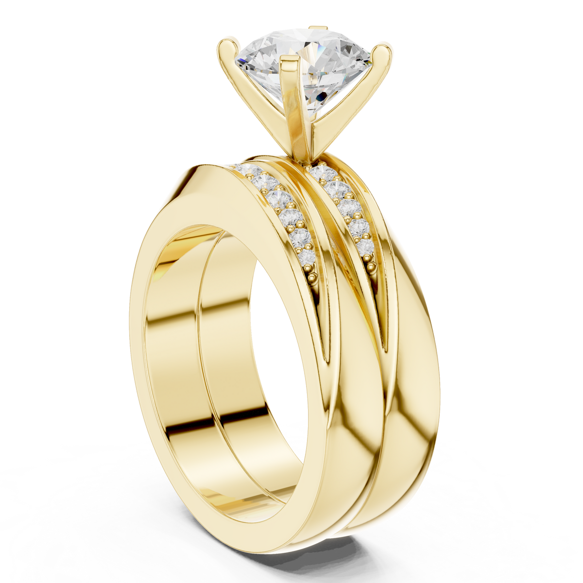 Round Accented Lab Grown Diamond Engagement Ring
