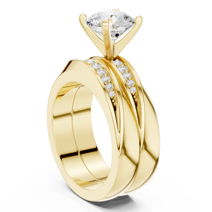 Round Accented Lab Grown Diamond Engagement Ring