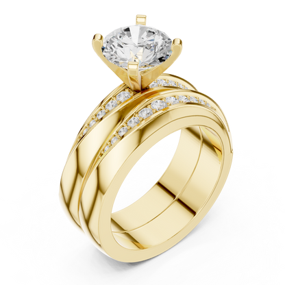 Round Accented Lab Grown Diamond Engagement Ring