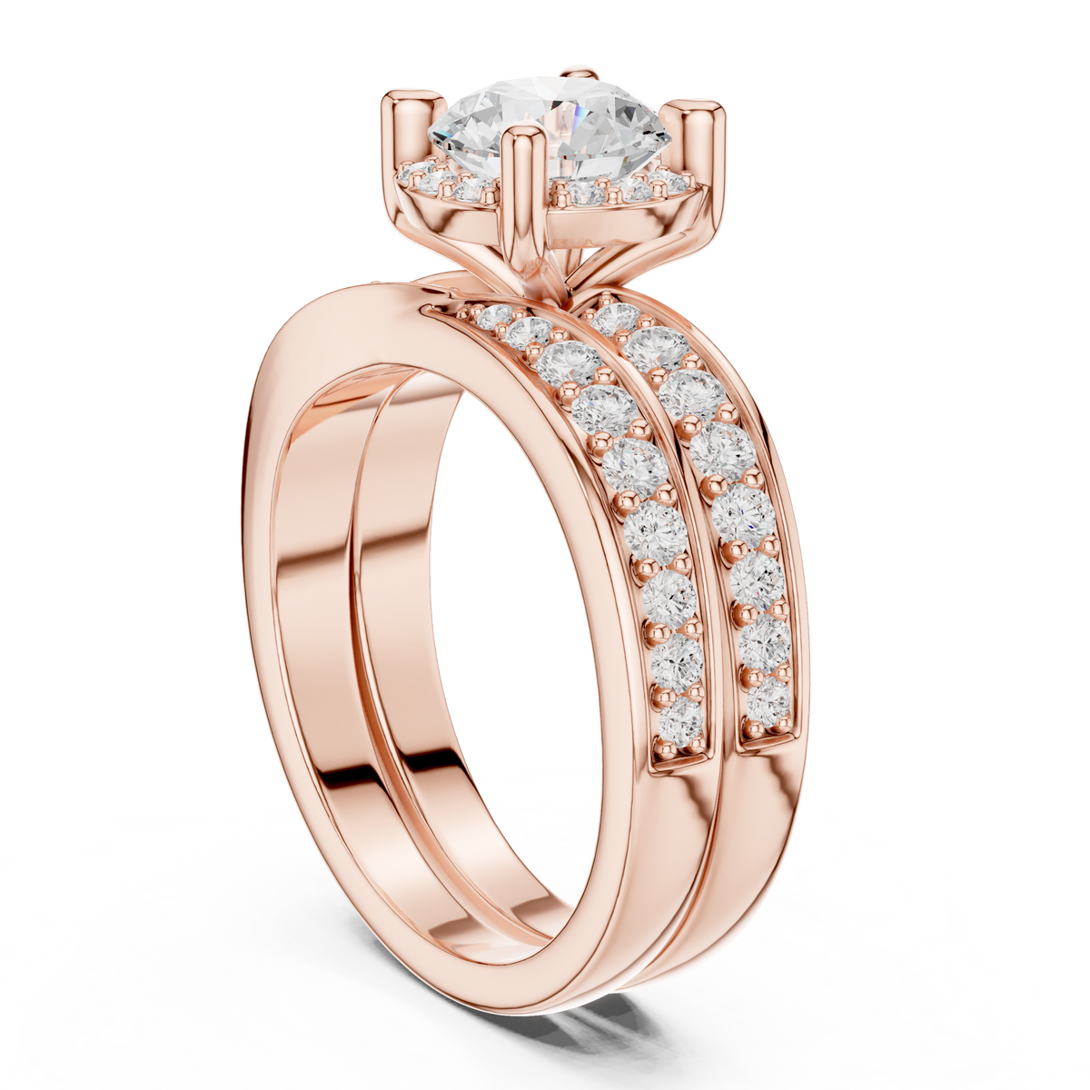 Round Accented Lab Grown Diamond Engagement Ring