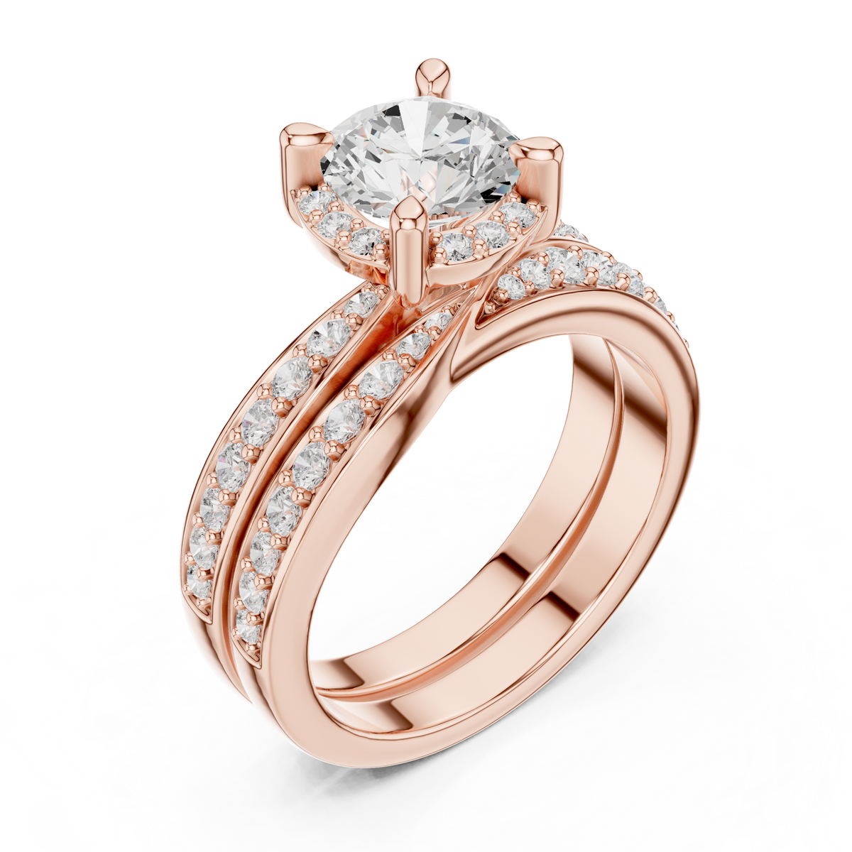 Round Accented Lab Grown Diamond Engagement Ring