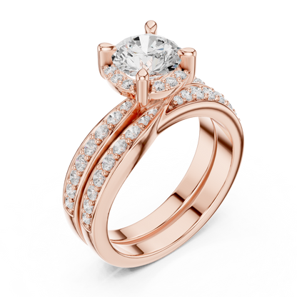 Round Accented Lab Grown Diamond Engagement Ring