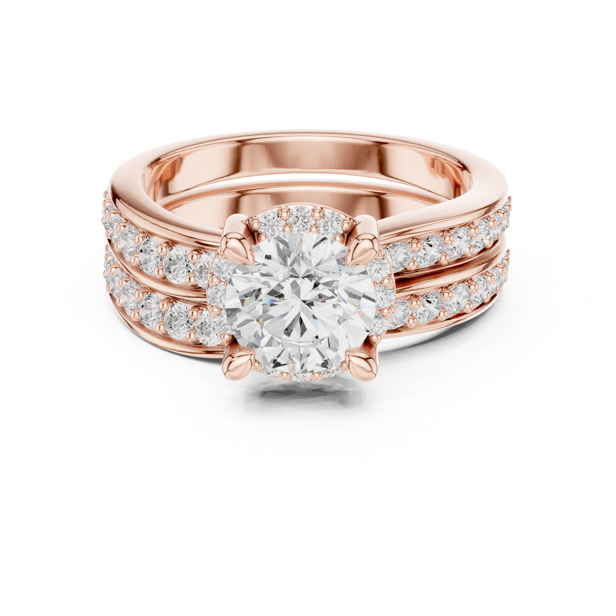 Round Accented Lab Grown Diamond Engagement Ring
