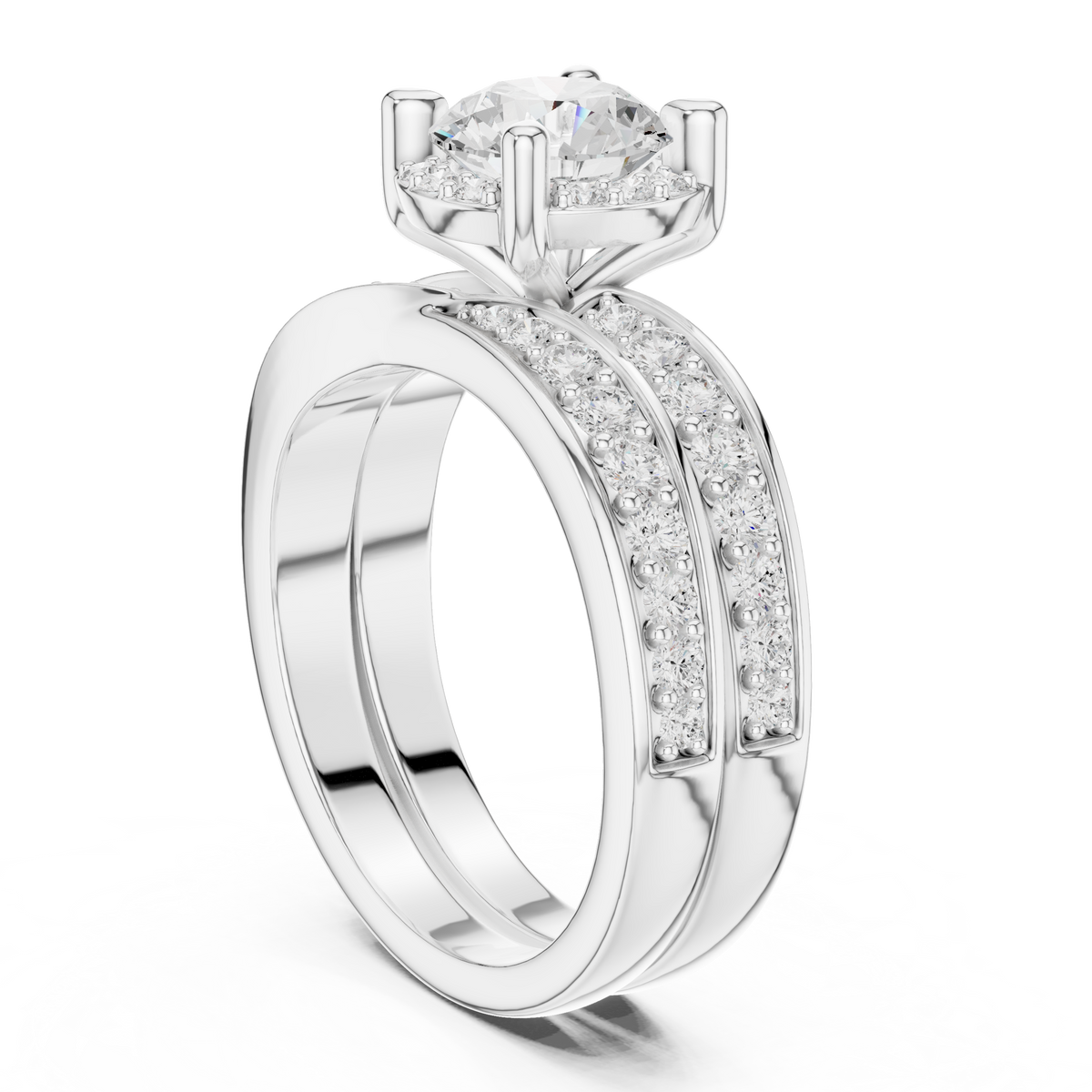 Round Accented Lab Grown Diamond Engagement Ring