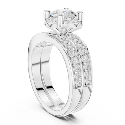 Round Accented Lab Grown Diamond Engagement Ring