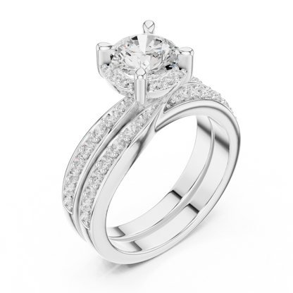 Round Accented Lab Grown Diamond Engagement Ring