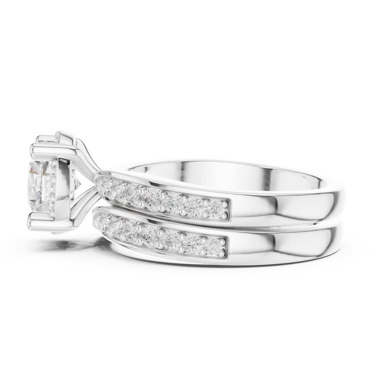 Round Accented Lab Grown Diamond Engagement Ring