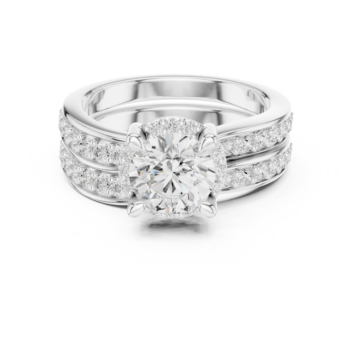 Round Accented Lab Grown Diamond Engagement Ring