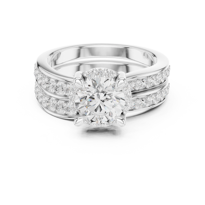 Round Accented Lab Grown Diamond Engagement Ring