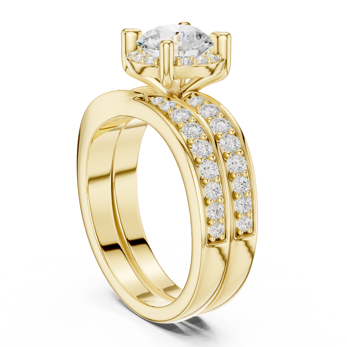 Round Accented Lab Grown Diamond Engagement Ring