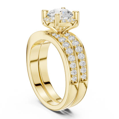 Round Accented Lab Grown Diamond Engagement Ring