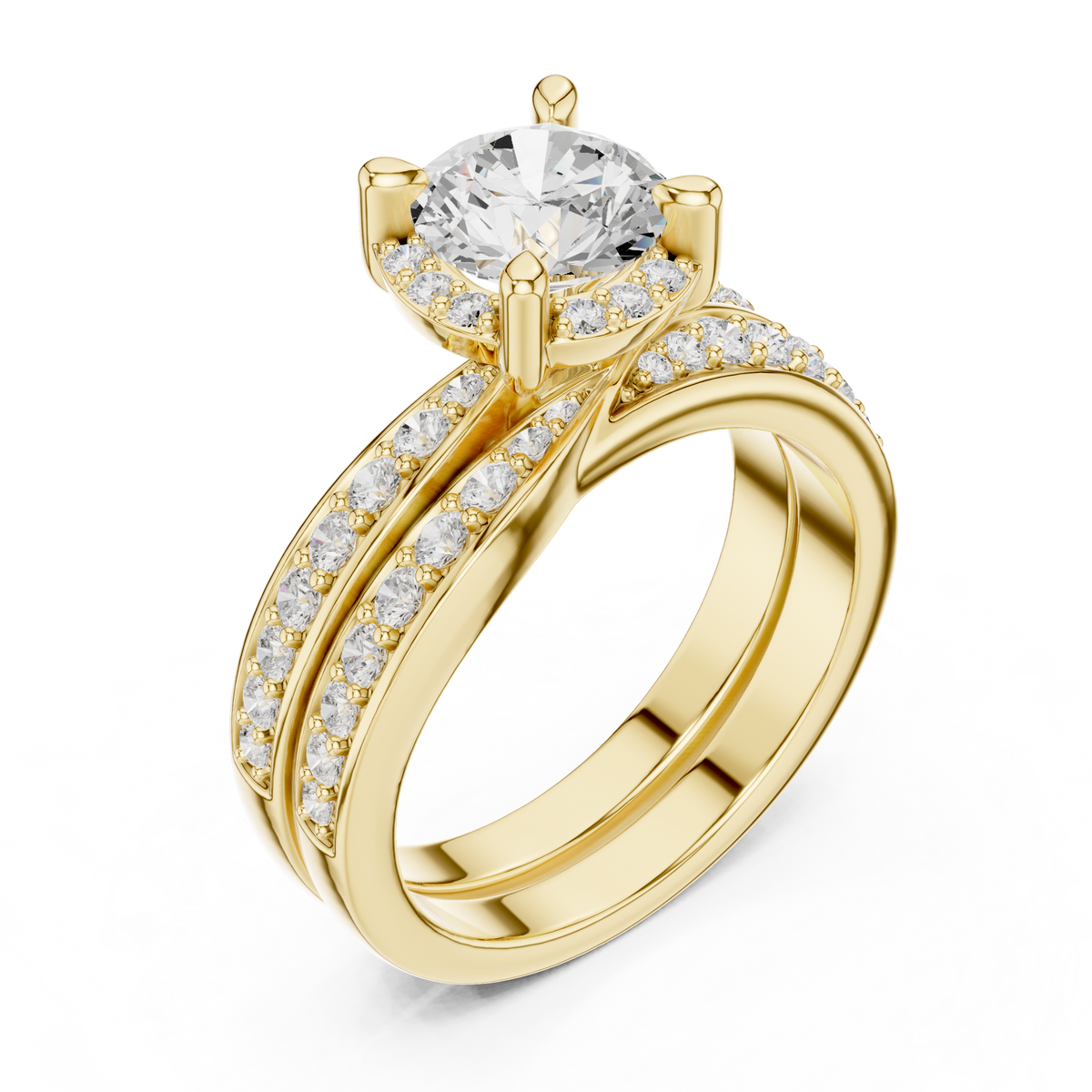 Round Accented Lab Grown Diamond Engagement Ring