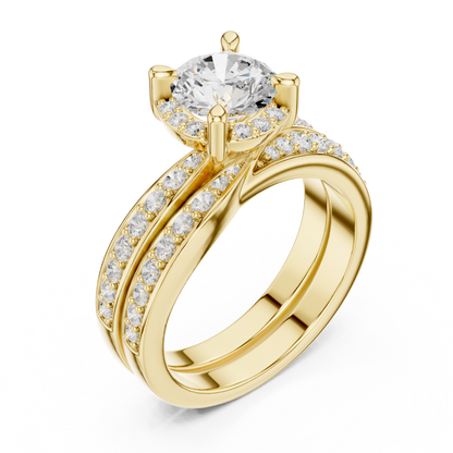 Round Accented Lab Grown Diamond Engagement Ring