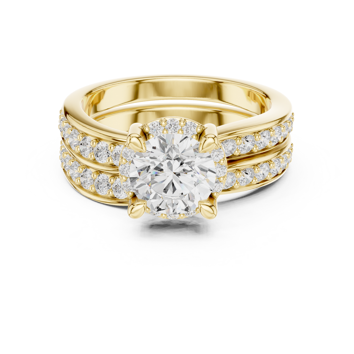 Round Accented Lab Grown Diamond Engagement Ring