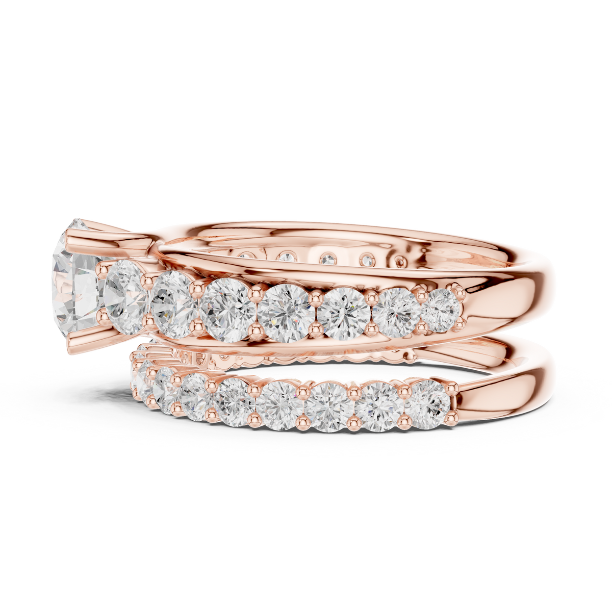 Round Accented Lab Grown Diamond Engagement Ring