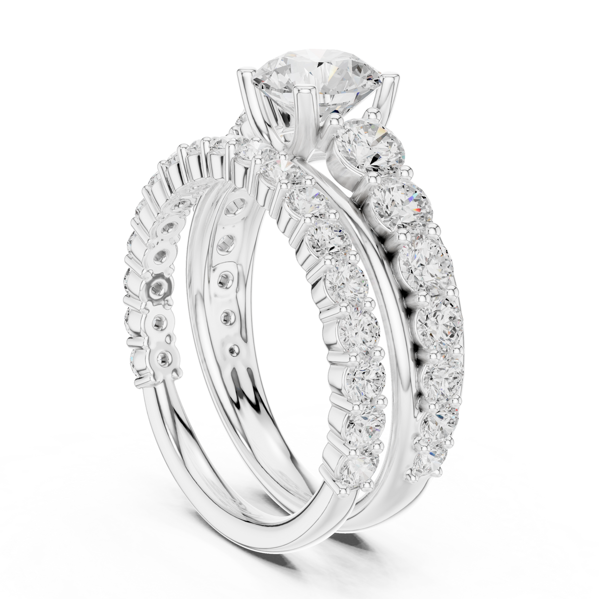 Round Accented Lab Grown Diamond Engagement Ring