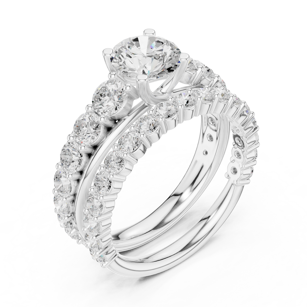 Round Accented Lab Grown Diamond Engagement Ring