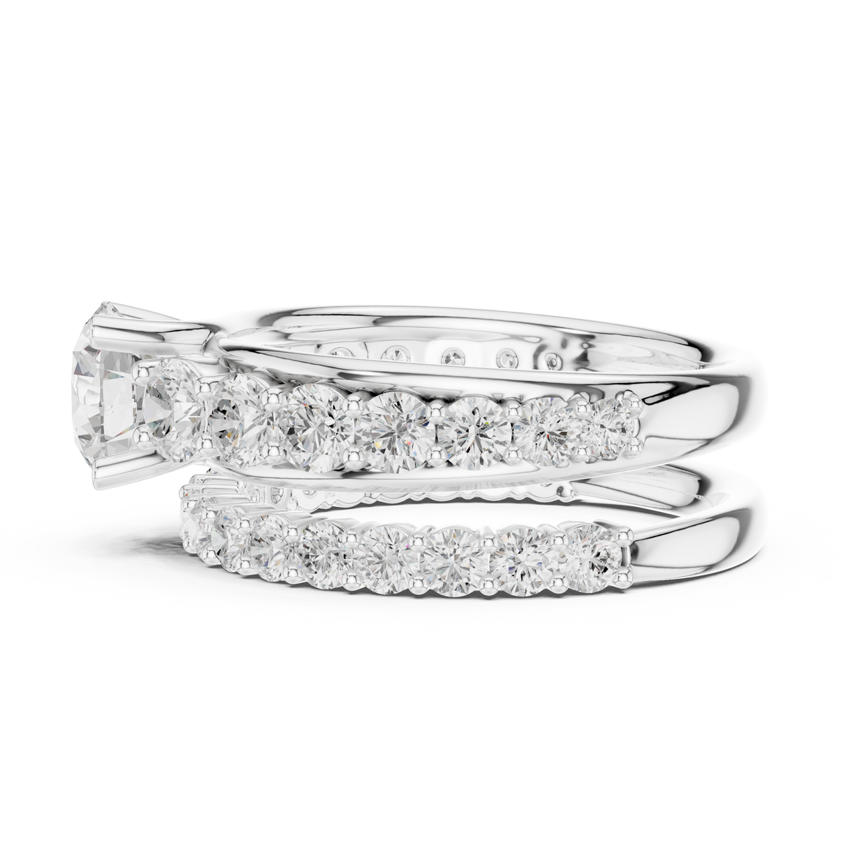 Round Accented Lab Grown Diamond Engagement Ring