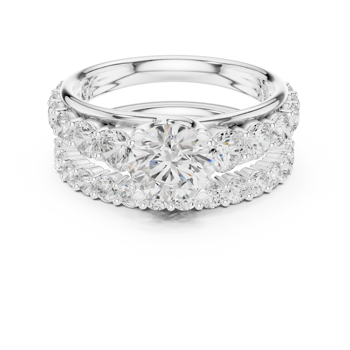 Round Accented Lab Grown Diamond Engagement Ring