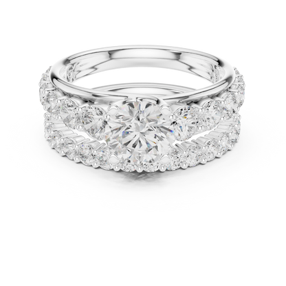 Round Accented Lab Grown Diamond Engagement Ring