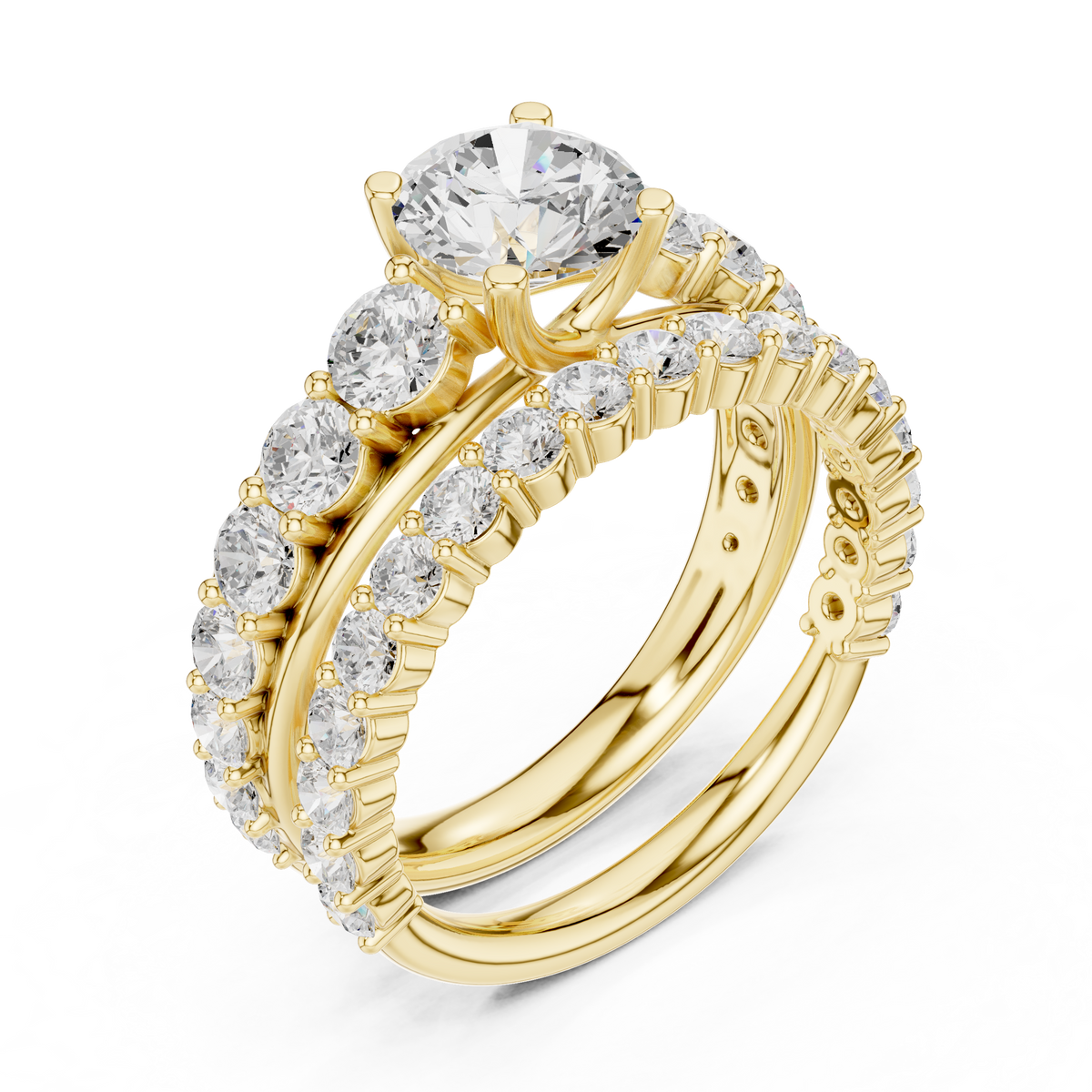 Round Accented Lab Grown Diamond Engagement Ring