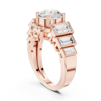 Round Accented Lab Grown Diamond Engagement Ring