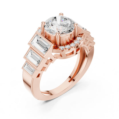 Round Accented Lab Grown Diamond Engagement Ring