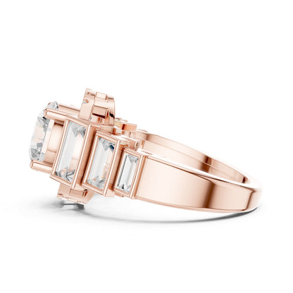 Round Accented Lab Grown Diamond Engagement Ring