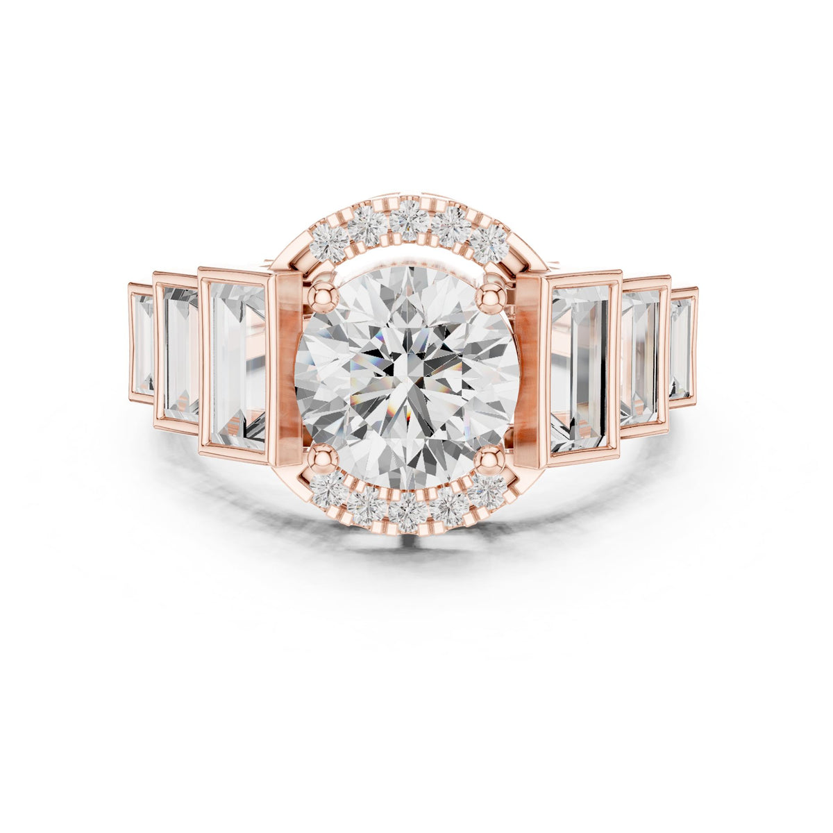 Round Accented Lab Grown Diamond Engagement Ring