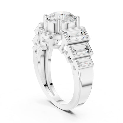 Round Accented Lab Grown Diamond Engagement Ring