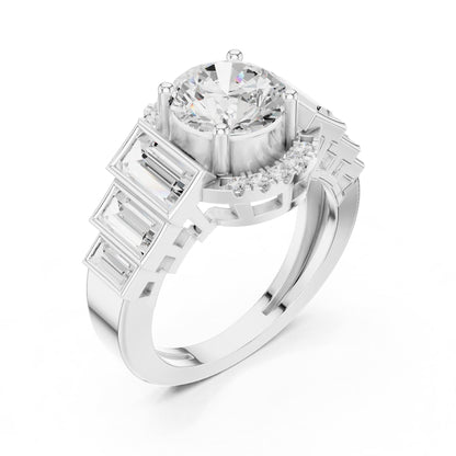Round Accented Lab Grown Diamond Engagement Ring