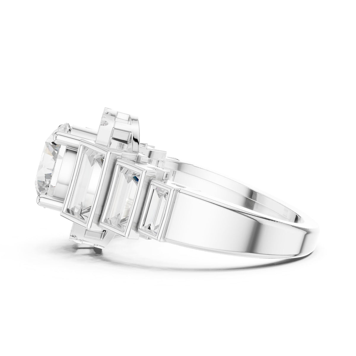 Round Accented Lab Grown Diamond Engagement Ring