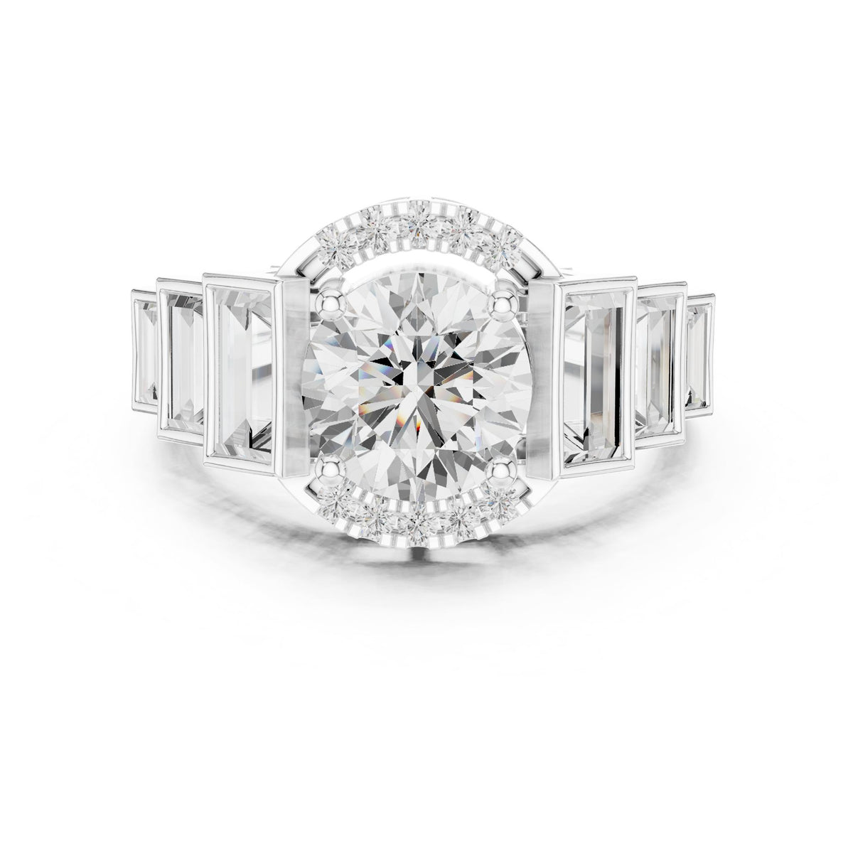 Round Accented Lab Grown Diamond Engagement Ring