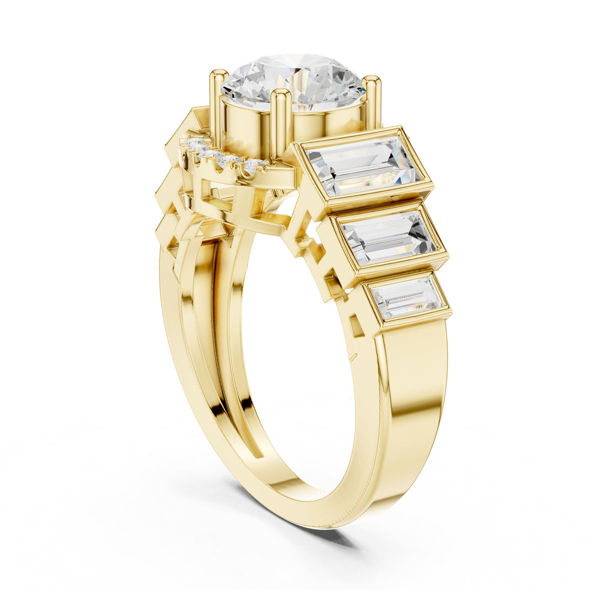 Round Accented Lab Grown Diamond Engagement Ring